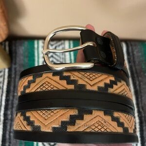 Hand tooled leather western belt men’s XL